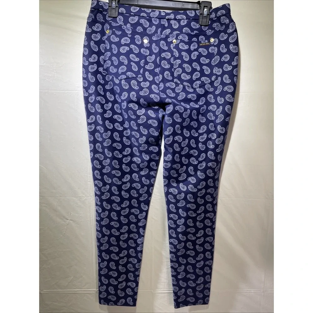 Michael Kors Women's Blue Pull-On Dress Pants, Size L, Straight Leg‎